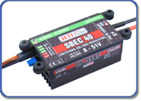 Click for larger photo Jeti Voltage Regulator SBEC 40 5-8V/40A w/Magnetic Switch