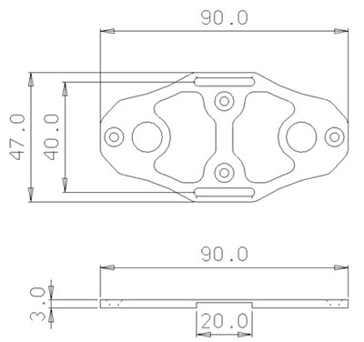 attery Tray Holder Aluminum with Velcro V2 S (90x47mm/13g)