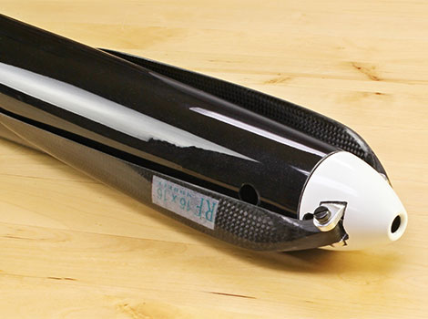 Click for larger photo RFM Carbon Fiber Offset Turbo White Spinners for Folding Propellers
