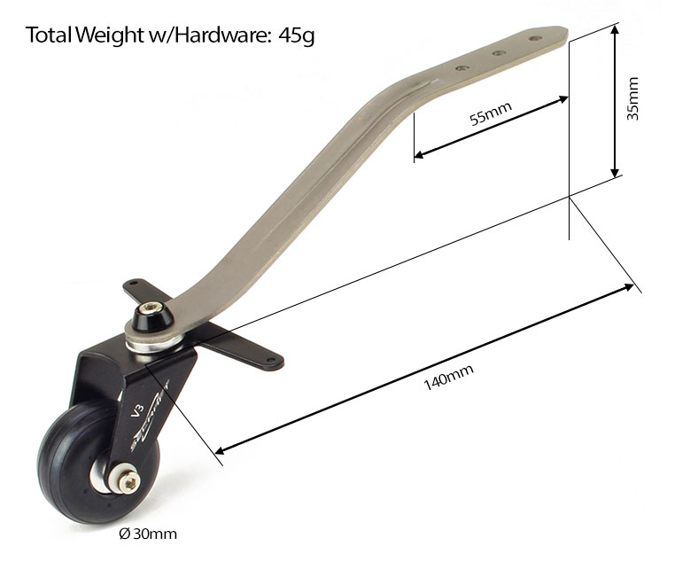 Tailwheel Assembly Titanium Secraft (Size 31%) Black V3