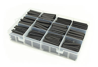Heat Shrink Tubing Assortment Black (8 Sizes/625)