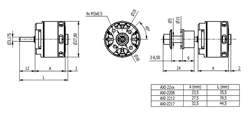 AXi 480 2217/12 Outrunner Brushless Motor V2