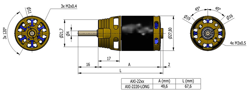 AXi 550 2220/12 Sailplane Outrunner Brushless Motor V2
