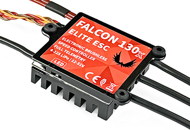 Elite Falcon 130HV 12S Opto Brushless ESC w/Telemetry, Prop Positioning, Freewheeling (Jeti EX, HoTT, S.Bus2)