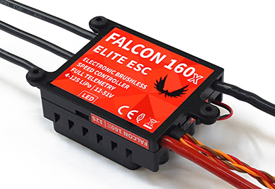 Elite Falcon 160HV 12S Opto Brushless ESC w/Telemetry, Prop Positioning, Freewheeling (Jeti EX, HoTT, S.Bus2)