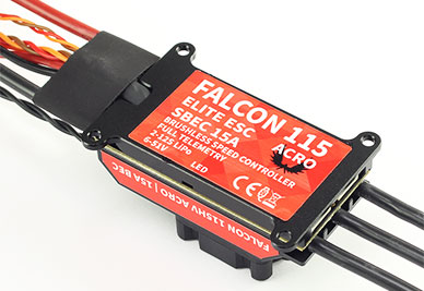 Elite Falcon 115HV/SB 12S/15A HD Acro Brushless ESC w/Telemetry, Fan & Advance Features (Jeti EX, HoTT, S.Bus2)