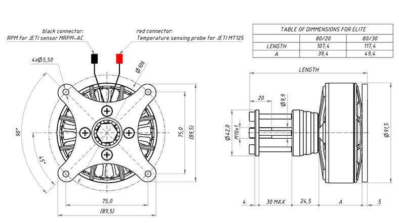 Esprit Elite 70cc E80/20-170 3D HD Outrunner Brushless Motor w/Telemetry