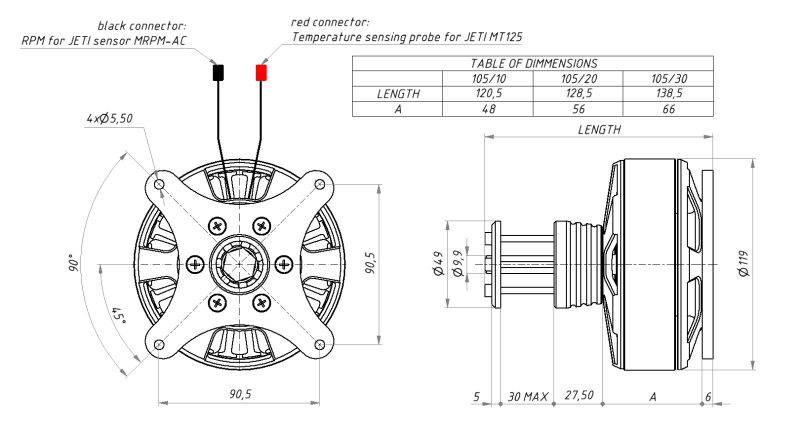 Marten 85cc E105/10-160 3D HD Outrunner Brushless Motor w/Telemetry