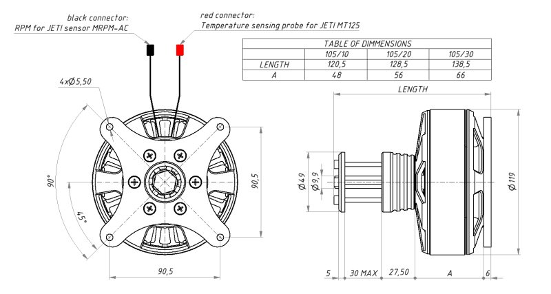 Marten 120cc E105/20-135 3D HD Outrunner Brushless Motor w/Telemetry