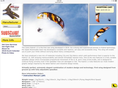 Paraglider Wing Camo Hybrid 1.5/2.74m Aerobatic