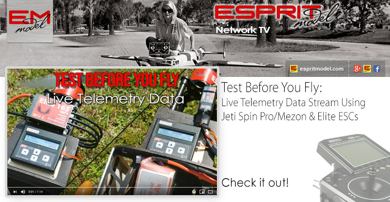 Product Testing: Live Telemetry Data Stream Using Jeti Spin Pro/Mezon & Elite ESCs