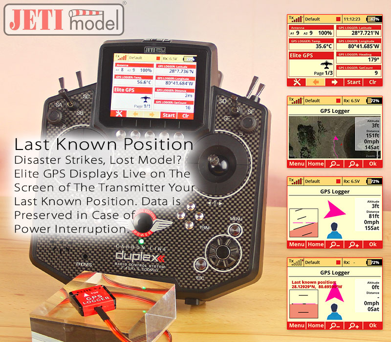 Elite Telemetry Sensor High Speed GPS w/Compass & Data Logger (Jeti EX, Graupner HoTT, Futaba S.Bus2)