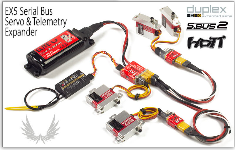 Elite EX5 Serial Bus Dual Input Servo Channel Expander w/G-Force, Temperature Sensors & Stabilization