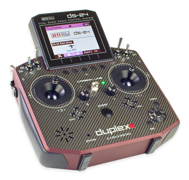 Jeti Duplex DS-24 Carbon Red 2.4GHz/900MHz w/Telemetry Transmitter Only Radio