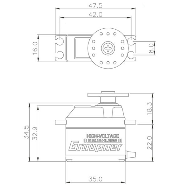 Graupner HBM 660 BBMG High Torque Metal Mini 7.4V Brushless Servo (16mm)