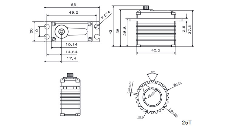 KST MS825 Hall Sensor High Torque Standard 8.4V Brushless Servo
