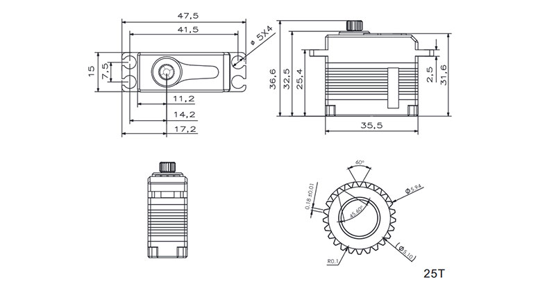 KST X15-1208 Coreless High Torque Mini 8.4V Digital Servo (15mm)