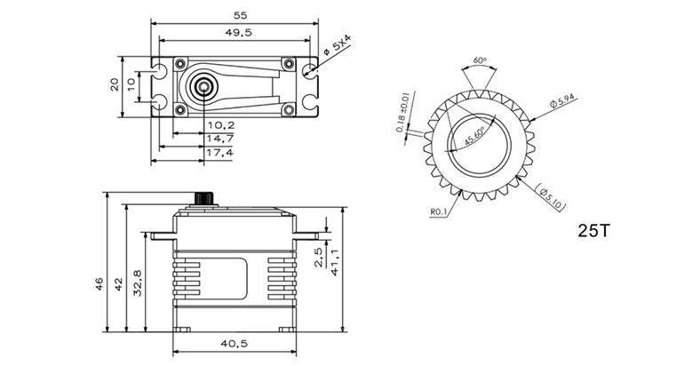 KST A20-4515 Ultra High Torque Standard 8.4V Brushless Servo