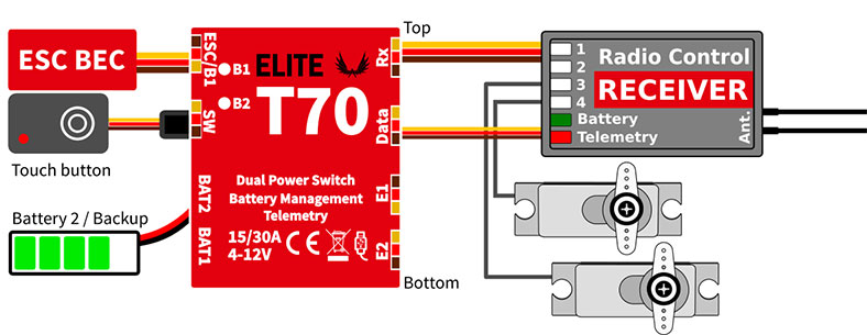 Elite T70 ESC Electronic Dual Power Redundant Switch